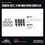 1RC Shock Set, 1/18 Mid/Spr/EDM/LM (Set of 4)