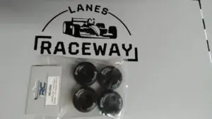 1RC Front/Rear Soft Tires & Black Wheels, 1/18 Asphalt LM (Set of 4)