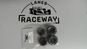 1RC Front/Rear Soft Tires & Black Wheels, 1/18 Asphalt Sprint Car (Pack of 4)