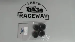 1RC Front/Rear Soft Tires & Black Wheels, Hoosier, 1/18 Midget (Set of 4)