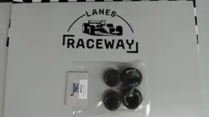 1RC Front/Rear Soft Tires & Black Wheels, Hoosier, 1/18 Sprint (Set of 4)